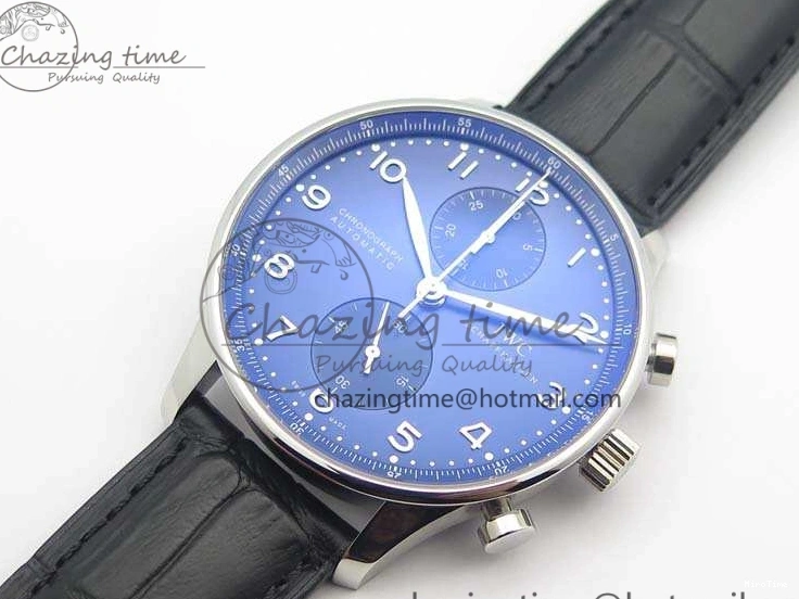 MIROTIME 0421 MoistureWicking Portuguese IW371491 ZF 1:1 Best Edition SS Blue Dial On Leather Strap A79350 (Slim Movement) V 7221